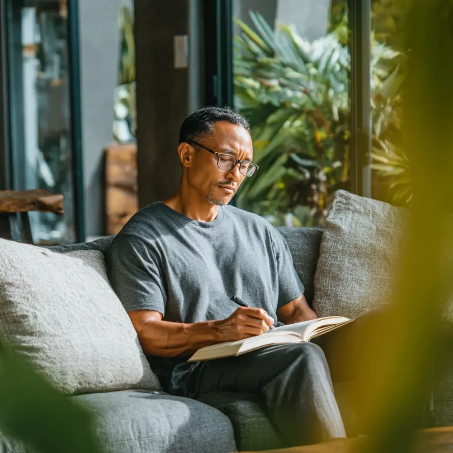 drunkenbutgreat_man_practicing_mindfulness_or_journaling_peac_02a1a71e-0fff-4126-951c-56d7264f35ac_0